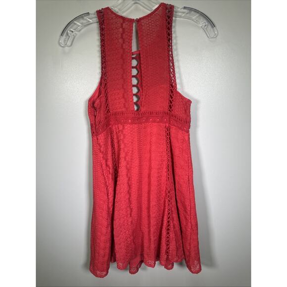 Free People Wherever You Go Mini Dress 4 Red‎ Lace Festival Rave Concert - Picture 2 of 7